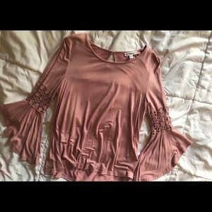 Pink Bell Sleeve Flowy Top